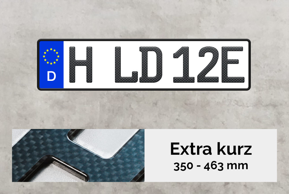 3D E-Kennzeichen XS in matter Carbon-Optik