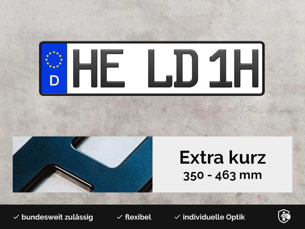 3D H-Kennzeichen XS in schwarzmatt
