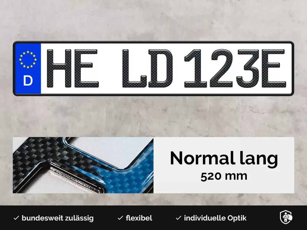 3D E-Kennzeichen in Carbon-Optik