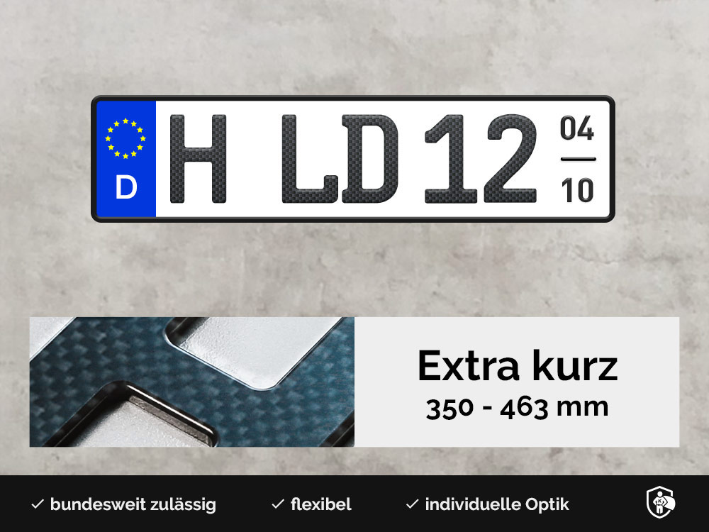 3D-Kennzeichen XS in matter Carbon-Optik